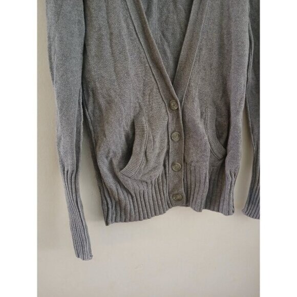 American Eagle Sweater Womens S Gray 4 Button Cardigan  Knit Y2K  V-Neck Classic - Picture 2 of 6